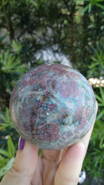 Blue Kyanite with Ruby infused Sphere