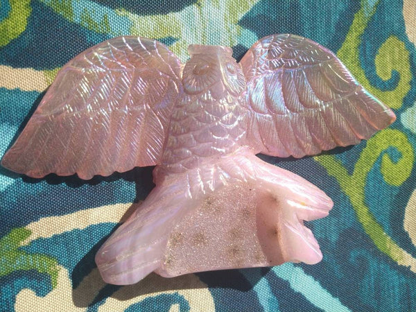 Aura Rose Quartz Owl