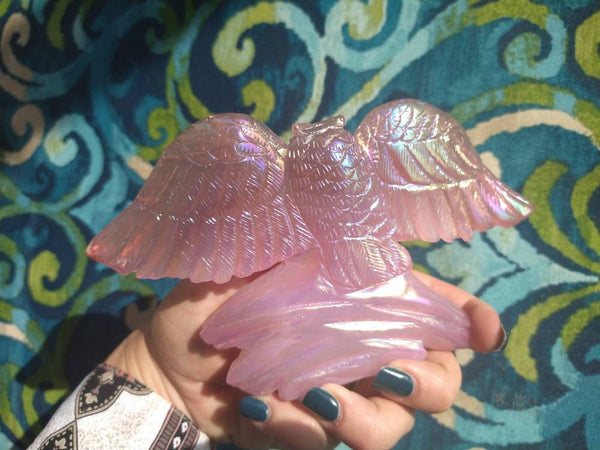 Aura Rose Quartz Owl