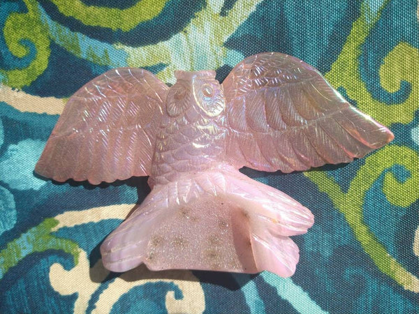 Aura Rose Quartz Owl