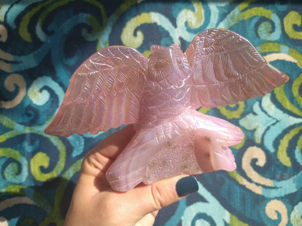 Aura Rose Quartz Owl