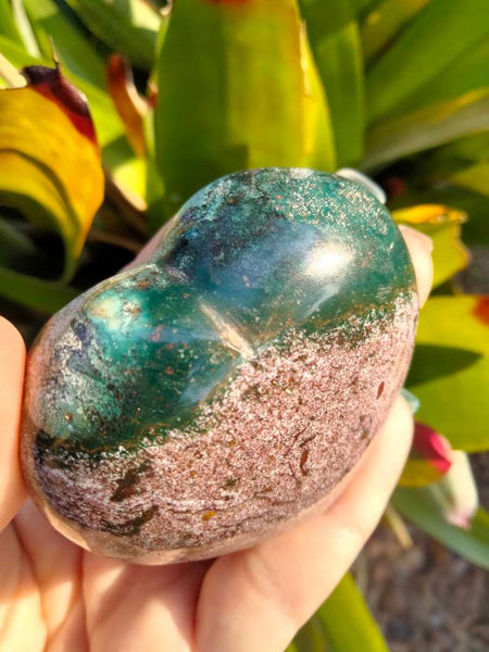 Ocean Jasper Heart purple and green