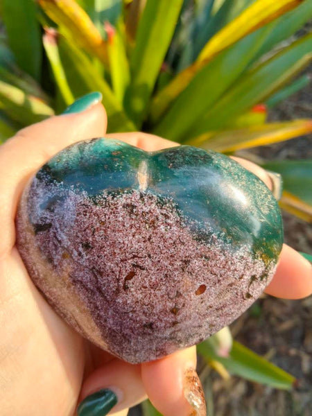 Ocean Jasper Heart purple and green