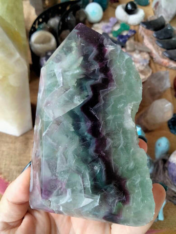 High Quality Fluorite 3 parts polished 1 side raw