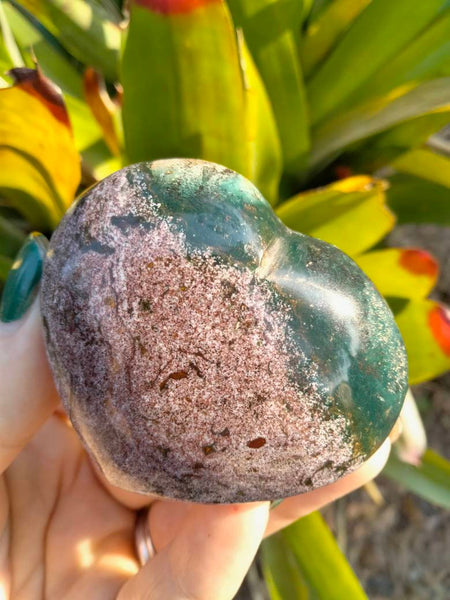 Ocean Jasper Heart purple and green